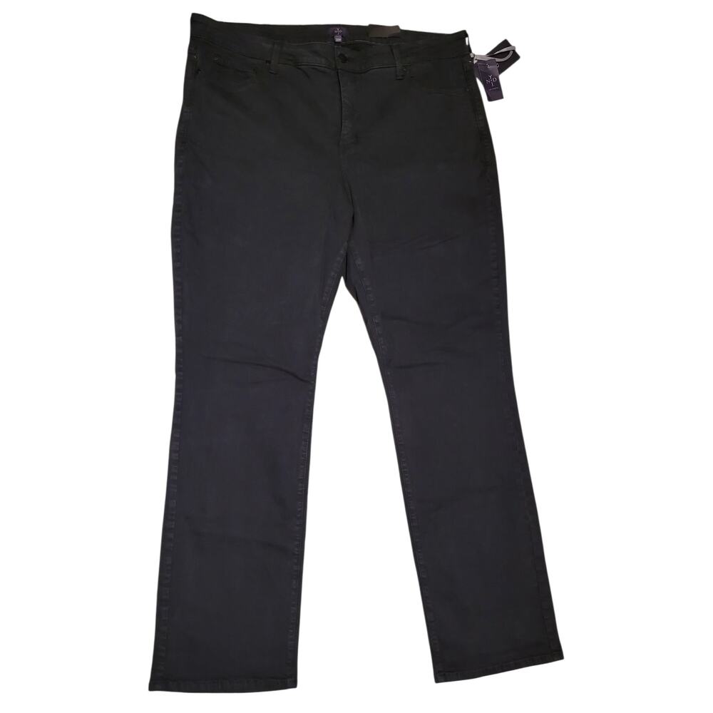 NYDJ Womens Staight Leg Slimming Fit Pant Size 20W Black Cotton & Spandex NWT